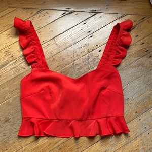 Superdown ruffle cropped tank